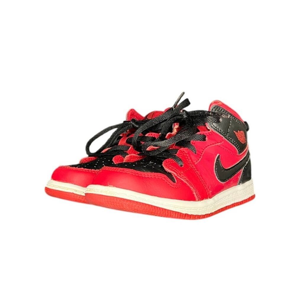 ***SOLD*** Nike Air Jordan 1 Mid TD Basketball Shoes Gym Red Black SIze 9C - Picture 2 of 6